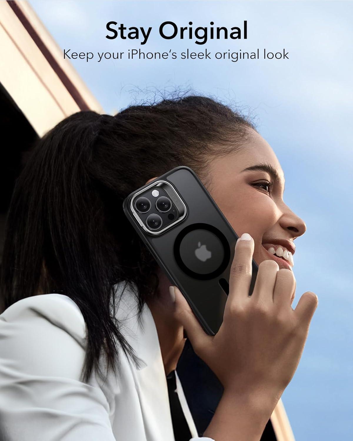 imageESR for iPhone 16 Plus Case Compatible with MilitaryGrade Protective Case Builtin Stash Stand Phone Case ScratchResistant Back Cover Classic Series Clear GreenCFrosted Black