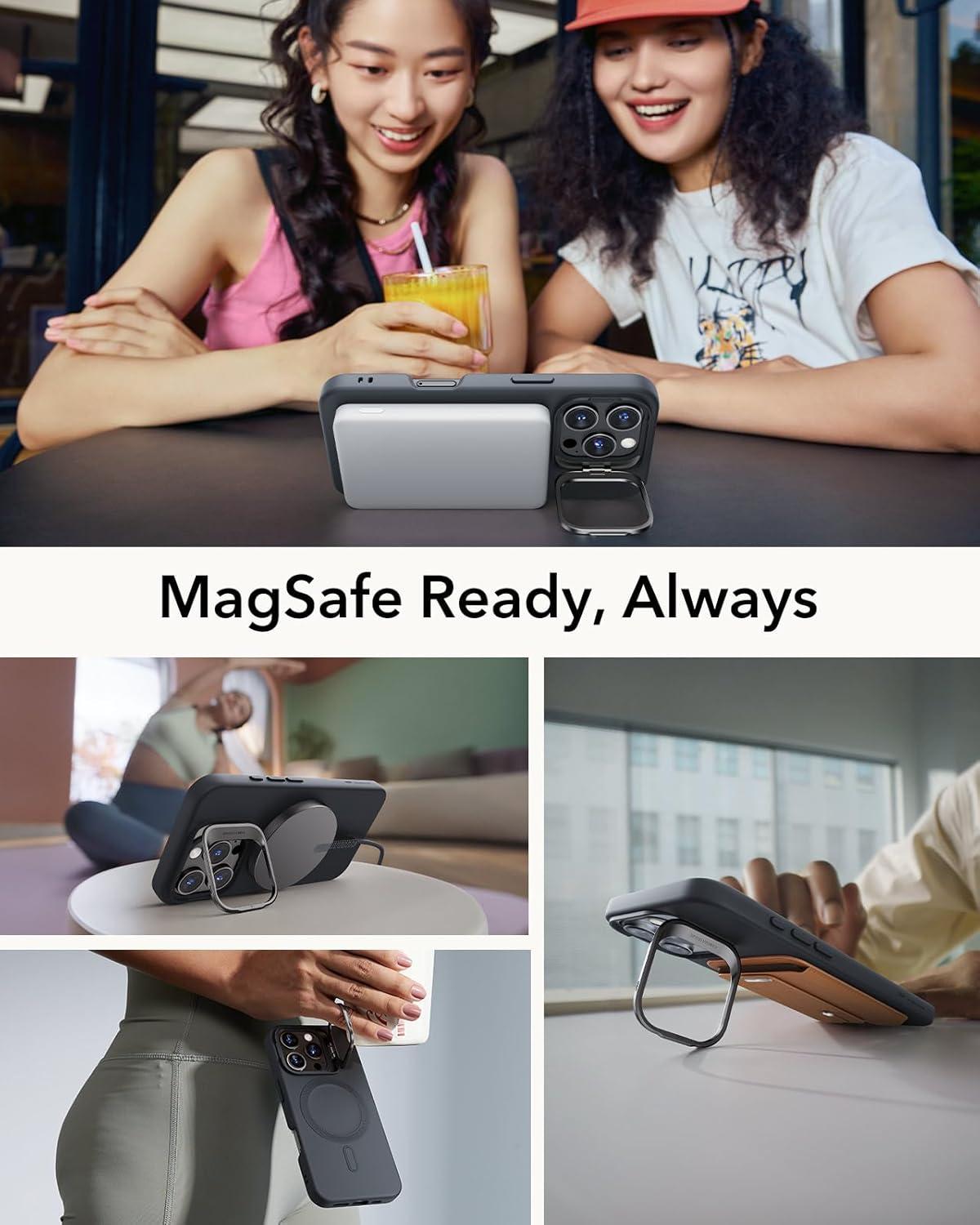 imageESR for iPhone 16 Plus Case Compatible with MilitaryGrade Protective Case Builtin Stash Stand Phone Case ScratchResistant Back Cover Classic Series Clear GreenDBlack