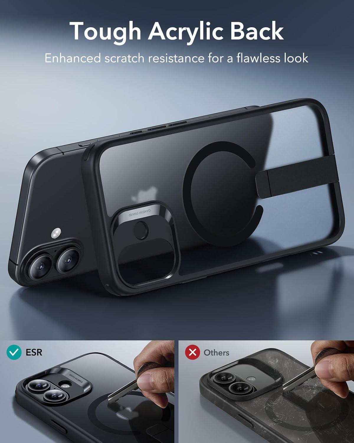 imageESR for iPhone 16 Pro Case with Stand Compatible with MagSafe Magnetic Kickstand Case for iPhone 16 Pro MilitaryGrade Protection Shockproof Case Boost Series Clear GreyMagsafe Frosted Black