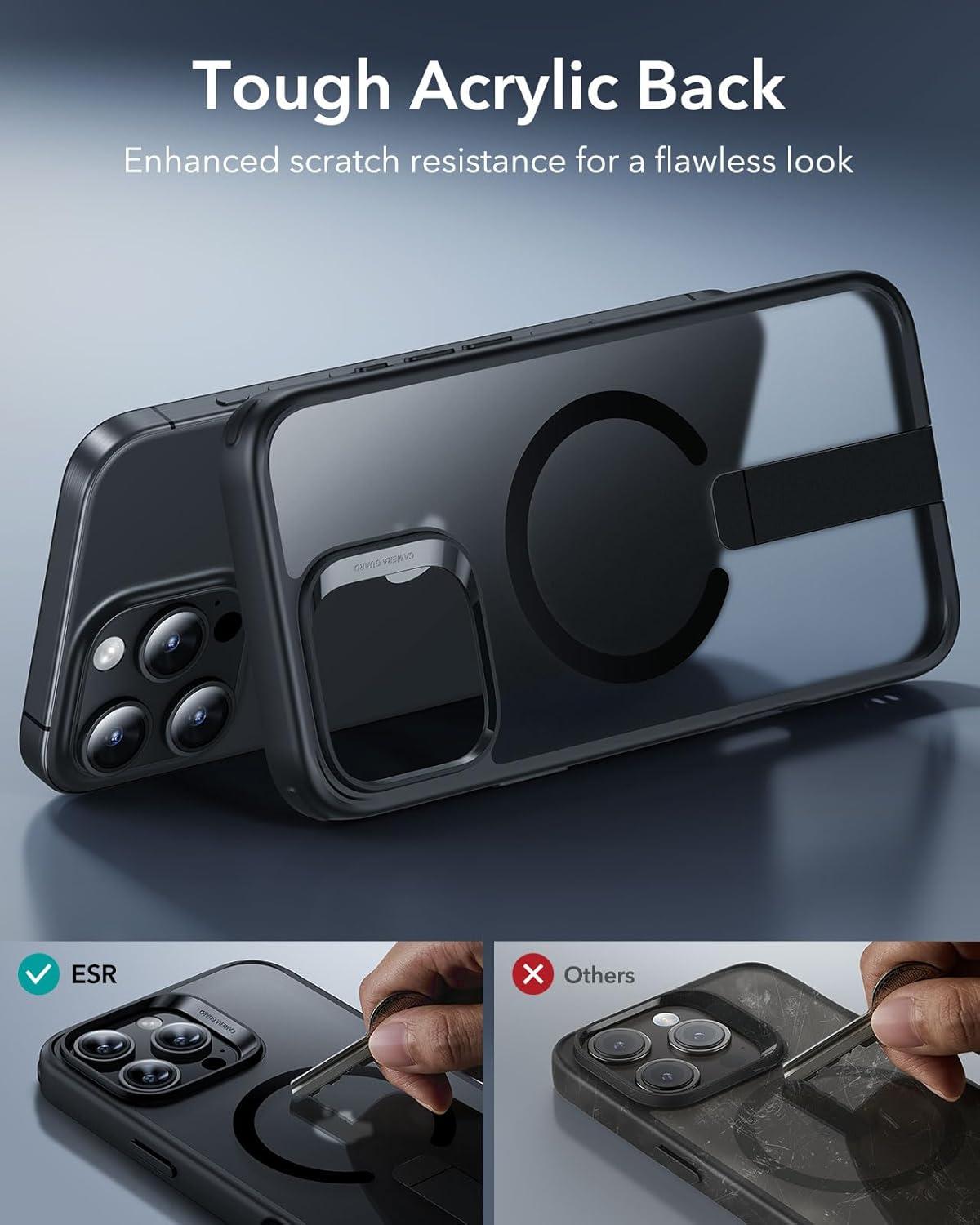 imageESR for iPhone 16 Pro Case with Stand Compatible with MagSafe Magnetic Kickstand Case for iPhone 16 Pro MilitaryGrade Protection Shockproof Case Boost Series Clear GreyMagsafe Frosted Black