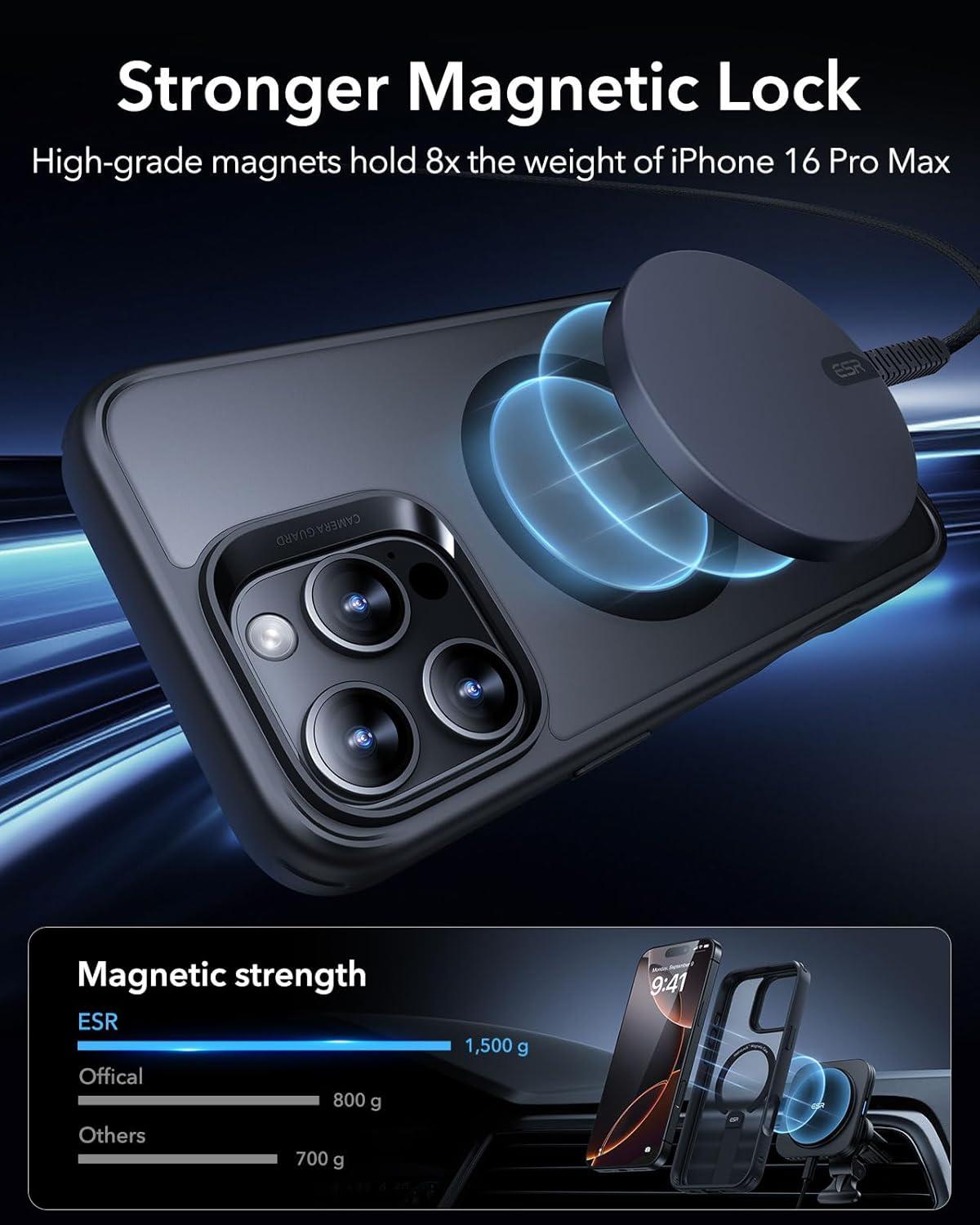 imageESR for iPhone 16 Pro Case with Stand Compatible with MagSafe Magnetic Kickstand Case for iPhone 16 Pro MilitaryGrade Protection Shockproof Case Boost Series Clear GreyMagsafe Frosted Black