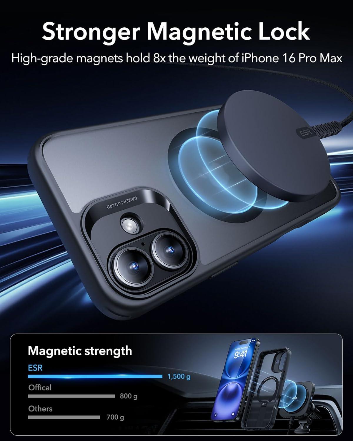 imageESR for iPhone 16 Pro Case with Stand Compatible with MagSafe Magnetic Kickstand Case for iPhone 16 Pro MilitaryGrade Protection Shockproof Case Boost Series Clear GreyMagsafe Frosted Black