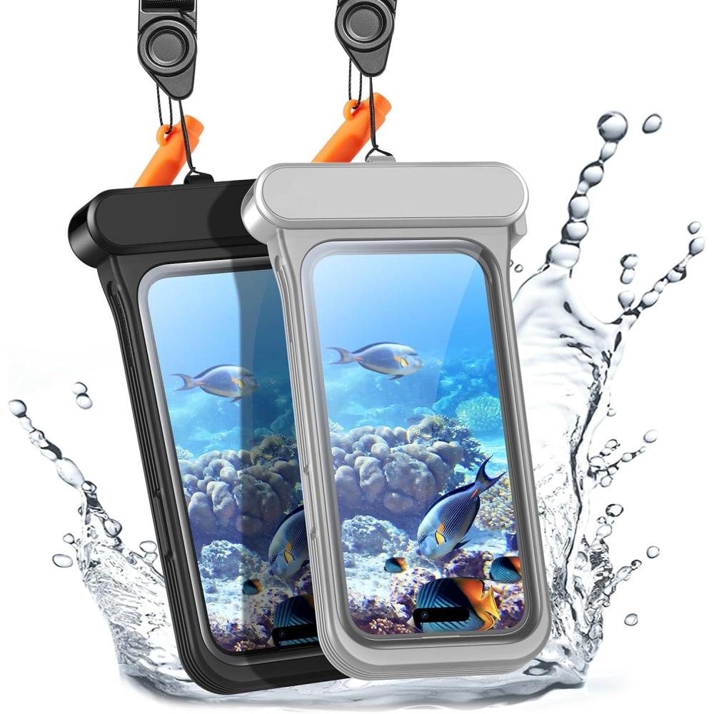 imageESR Waterproof Phone Pouch for iPhone 1314  15 Underwater Touch Sensitivity IPX8 Floating Waterproof Cellphone Case with Lanyard Dry Bag for Snorkeling BlackBlack  Titanium