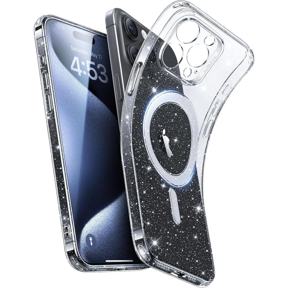 imageESR for iPhone 16 Plus Case Compatible with MagSafe Camera Protection Shockproof Thin Cover Resists Yellowing and Scratches Magnetic Phone Case for iPhone 16 Plus Zero Series ClearBClear Shimmer