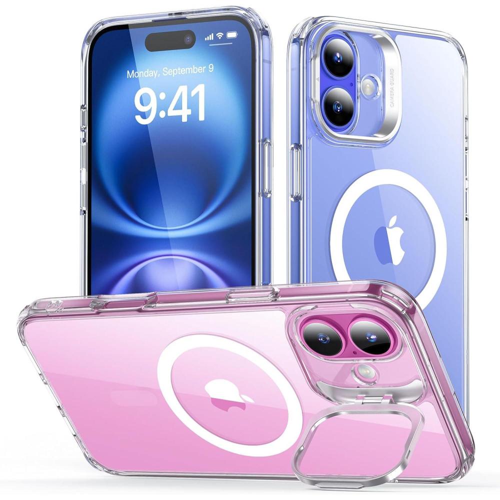 imageESR for iPhone 16 Plus Case Compatible with MilitaryGrade Protective Case Builtin Stash Stand Phone Case ScratchResistant Back Cover Classic Series Clear GreenAClear