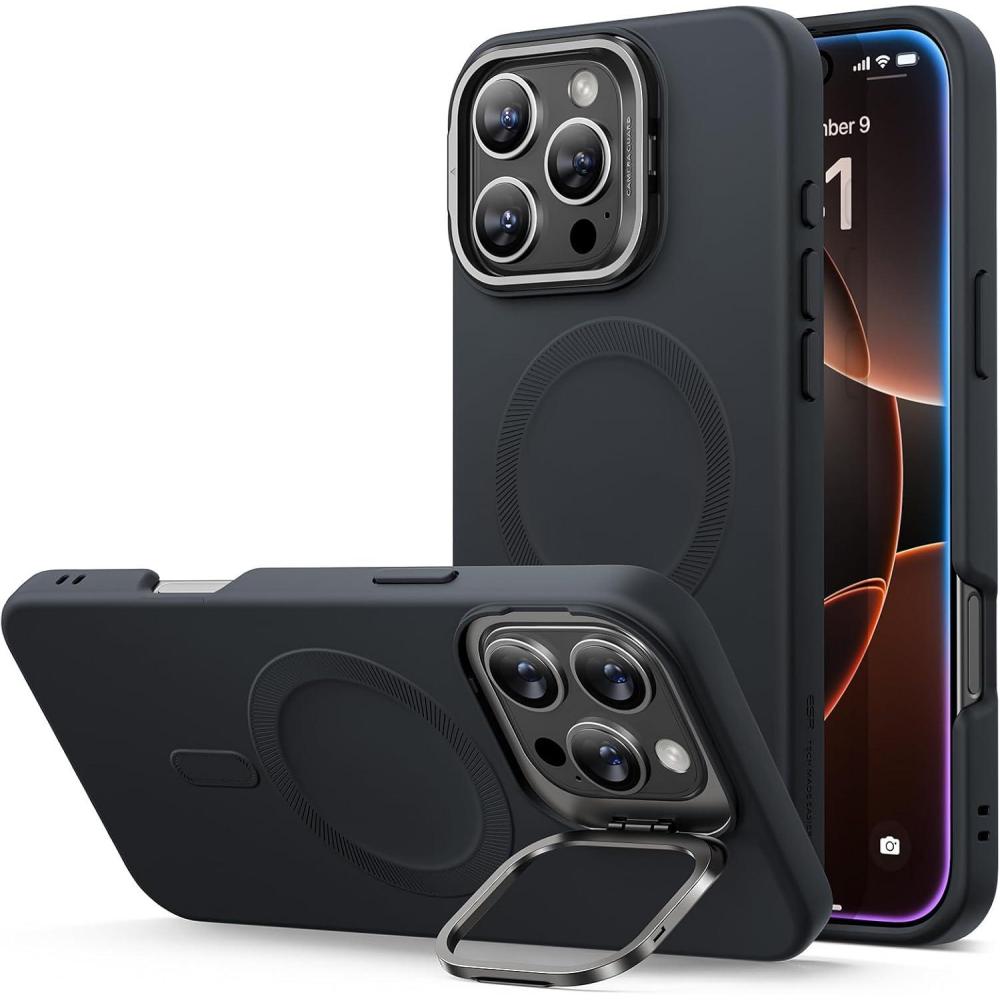 imageESR for iPhone 16 Plus Case Compatible with MilitaryGrade Protective Case Builtin Stash Stand Phone Case ScratchResistant Back Cover Classic Series Clear GreenDBlack