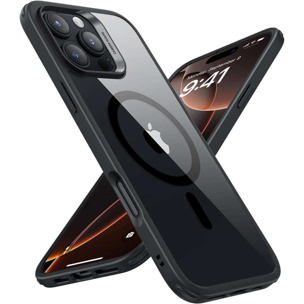 imageESR for iPhone 16 Pro Max Case 4 in 1 Set Translucent Matte Case with Screen Protector Compatible with MagSafe MilitaryGrade Protection Classic SeriesFrosted Black