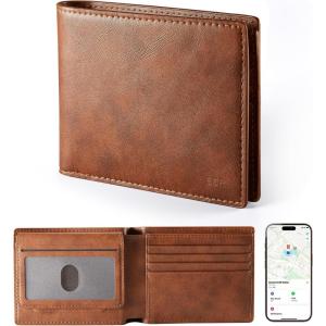 ESR Geo Wallet with Find My, RFID Blocking, Wallet for Men, Wallet Tracker(iOS 14.5 Above Only), Holds 9 Cards and 15 Bills, Replacement for AirTag Wallet, Slim Bifold Card Holder, Aged Leather(Non-MagSafe: 9 Cards & 15 Bills – Aged Leather)