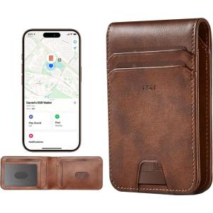 ESR Geo Wallet with Find My, RFID Blocking, Wallet for Men, Wallet Tracker(iOS 14.5 Above Only), Holds 9 Cards and 15 Bills, Replacement for AirTag Wallet, Slim Bifold Card Holder, Aged Leather(Non-MagSafe: 11 Cards & 3 Bills – Aged Leather)