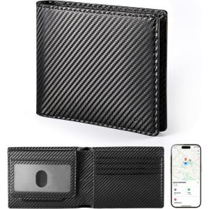 ESR Geo Wallet with Find My, RFID Blocking, Wallet for Men, Wallet Tracker(iOS 14.5 Above Only), Holds 9 Cards and 15 Bills, Replacement for AirTag Wallet, Slim Bifold Card Holder, Aged Leather(Non-MagSafe: 9 Cards & 15 Bills – Black Carbon Fiber)