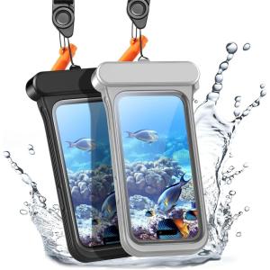 ESR Waterproof Phone Pouch for iPhone 13/14 / 15, Underwater Touch Sensitivity, IPX8 Floating Waterproof Cellphone Case with Lanyard, Dry Bag for Snorkeling, Black(Black & Titanium)