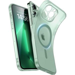 ESR for iPhone 16 Plus Case, Compatible with MagSafe, Camera Protection, Shockproof Thin Cover, Resists Yellowing and Scratches, Magnetic Phone Case for iPhone 16 Plus, Zero Series, Clear(C-Frosted Green)