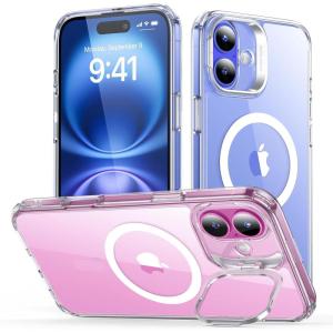 ESR for iPhone 16 Plus Case, Compatible with, Military-Grade Protective Case, Built-in Stash Stand Phone Case, Scratch-Resistant Back Cover, Classic Series, Clear Green(A-Clear)