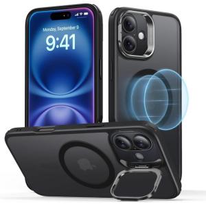 ESR for iPhone 16 Plus Case, Compatible with, Military-Grade Protective Case, Built-in Stash Stand Phone Case, Scratch-Resistant Back Cover, Classic Series, Clear Green(C-Frosted Black)