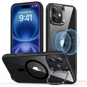 ESR for iPhone 16 Plus Case, Compatible with, Military-Grade Protective Case, Built-in Stash Stand Phone Case, Scratch-Resistant Back Cover, Classic Series, Clear Green(B-Clear Black)