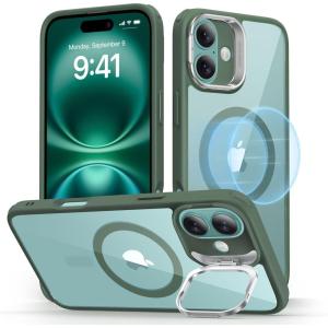 ESR for iPhone 16 Plus Case, Compatible with, Military-Grade Protective Case, Built-in Stash Stand Phone Case, Scratch-Resistant Back Cover, Classic Series, Clear Green(B-Clear Green)