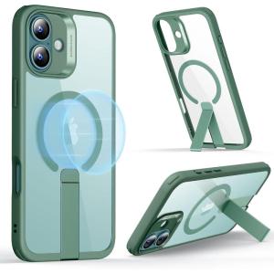 ESR for iPhone 16 Pro Case with Stand, Compatible with MagSafe, Magnetic Kickstand Case for iPhone 16 Pro, Military-Grade Protection Shockproof Case, Boost Series, Clear Grey(Magsafe Clear Green)