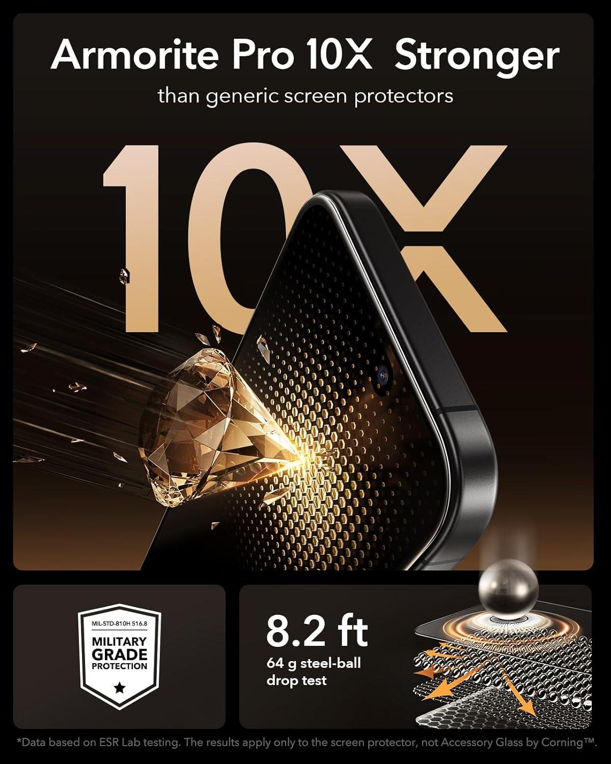 imageESR Accessory Glass by Corning 3 Pack 9H Glass for iPhone 16 Pro Max Screen Protector Military Grade Shatterproof amp Durable with UltraFit Tray3 Pack