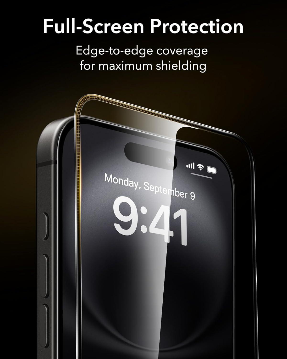 imageESR Accessory Glass by Corning 3 Pack 9H Glass for iPhone 16 Pro Max Screen Protector Military Grade Shatterproof amp Durable with UltraFit Tray3 Pack