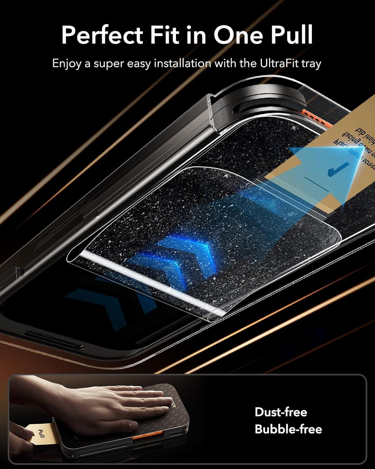 imageESR Accessory Glass by Corning 3 Pack 9H Glass for iPhone 16 Pro Max Screen Protector Military Grade Shatterproof amp Durable with UltraFit Tray3 Pack