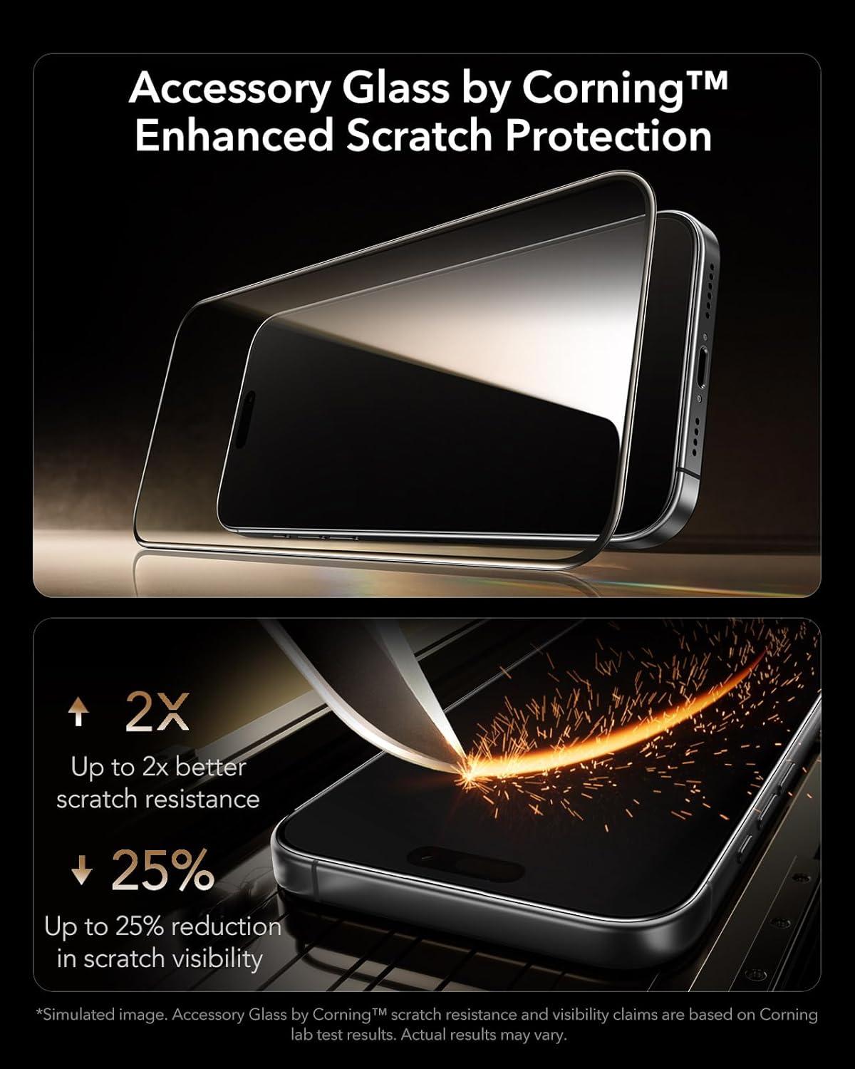 imageESR Accessory Glass by Corning 3 Pack 9H Glass for iPhone 16 Pro Max Screen Protector Military Grade Shatterproof amp Durable with UltraFit Tray3 Pack