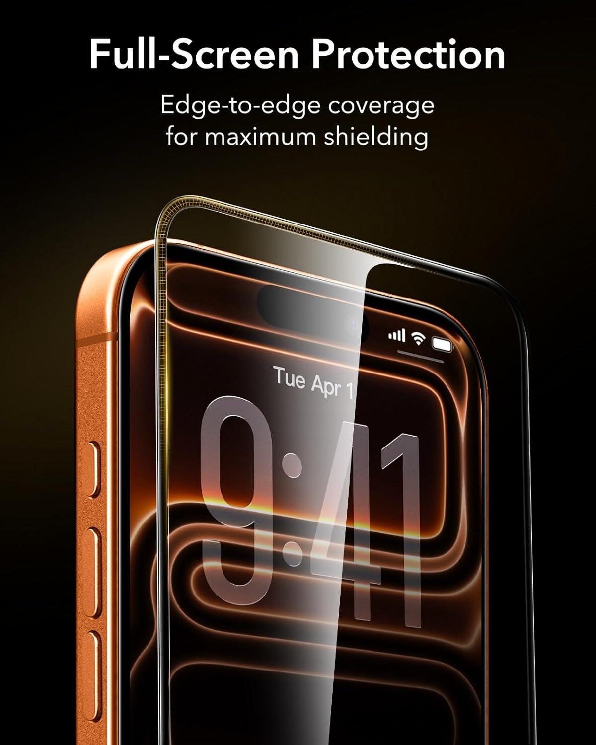 imageESR Accessory Glass by Corning 3 Pack 9H Glass for iPhone 16 Pro Max Screen Protector Military Grade Shatterproof amp Durable with UltraFit Tray3 Pack