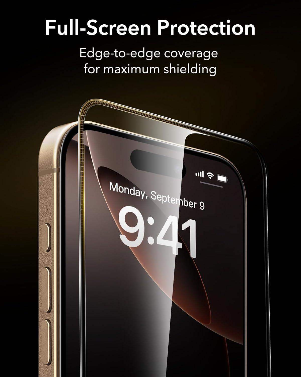 imageESR Accessory Glass by Corning 3 Pack 9H Glass for iPhone 16 Pro Max Screen Protector Military Grade Shatterproof amp Durable with UltraFit Tray3 Pack