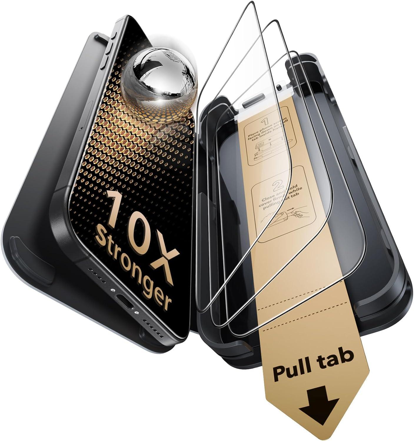 imageESR Accessory Glass by Corning 3 Pack 9H Glass for iPhone 16 Pro Max Screen Protector Military Grade Shatterproof amp Durable with UltraFit Tray3 Pack