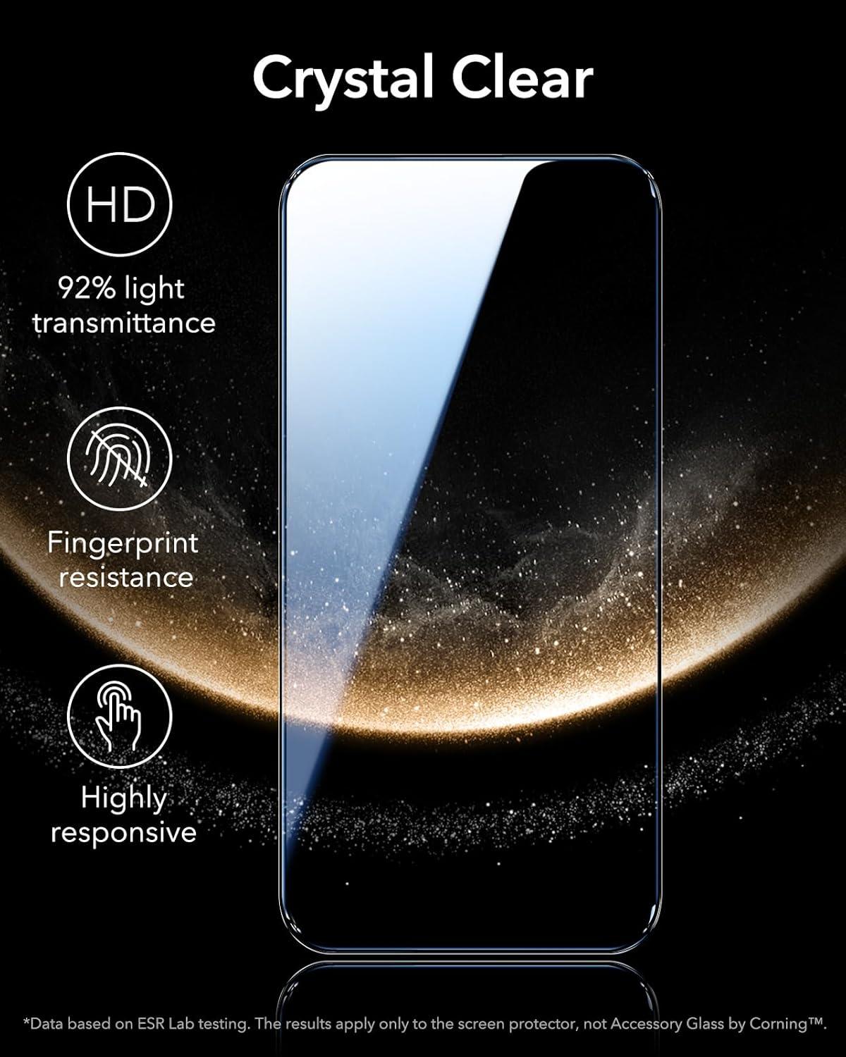 imageESR Accessory Glass by Corning 3 Pack 9H Glass for iPhone 16 Pro Max Screen Protector Military Grade Shatterproof amp Durable with UltraFit Tray3 Pack