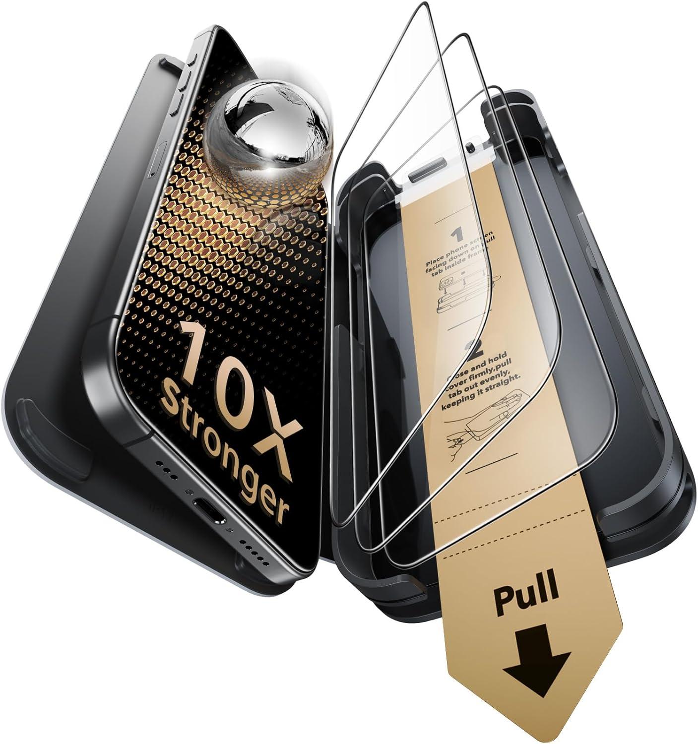 imageESR Accessory Glass by Corning 3 Pack 9H Glass for iPhone 16 Pro Max Screen Protector Military Grade Shatterproof amp Durable with UltraFit Tray3 Pack