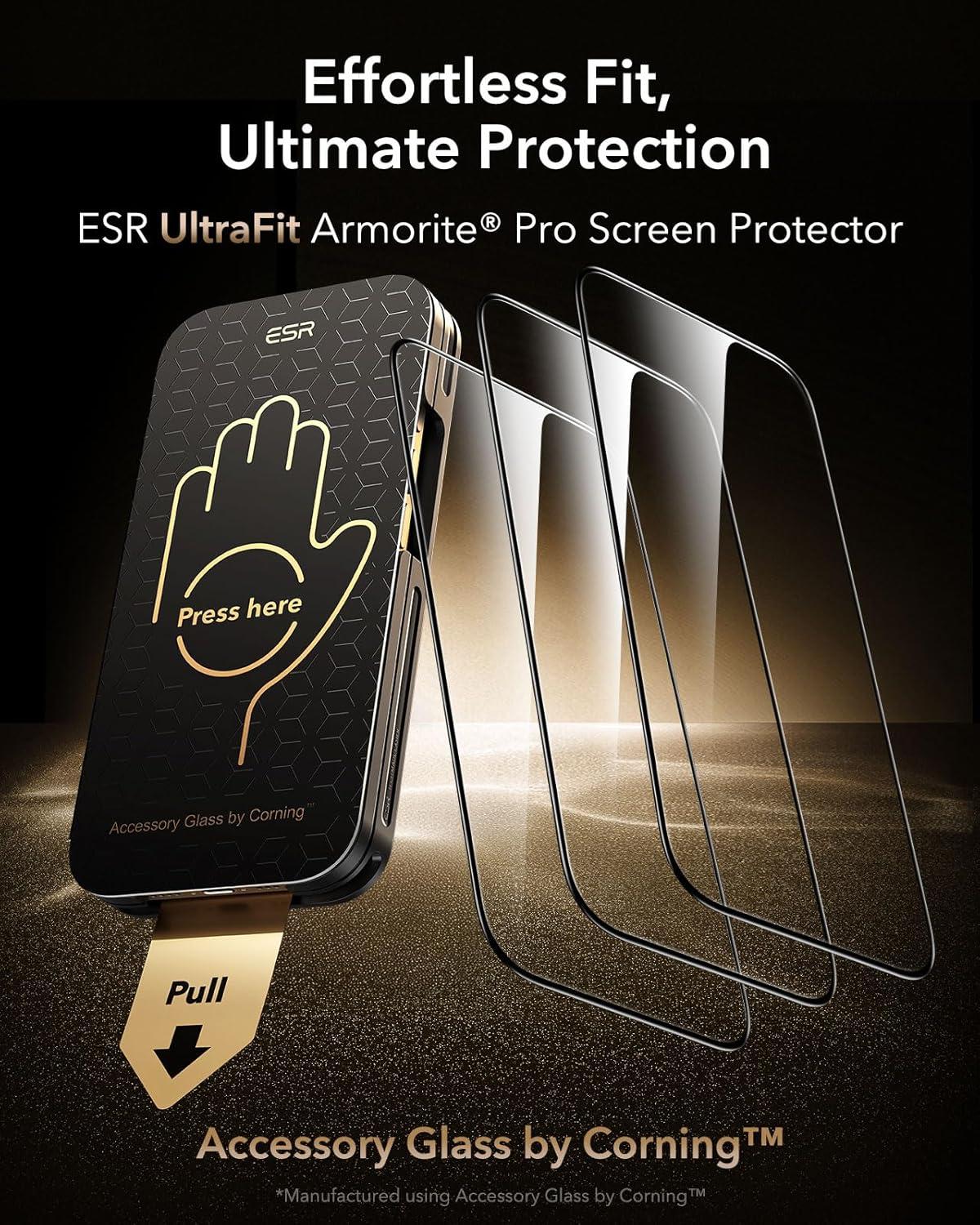 imageESR Accessory Glass by Corning 3 Pack 9H Glass for iPhone 16 Pro Max Screen Protector Military Grade Shatterproof amp Durable with UltraFit Tray3 Pack