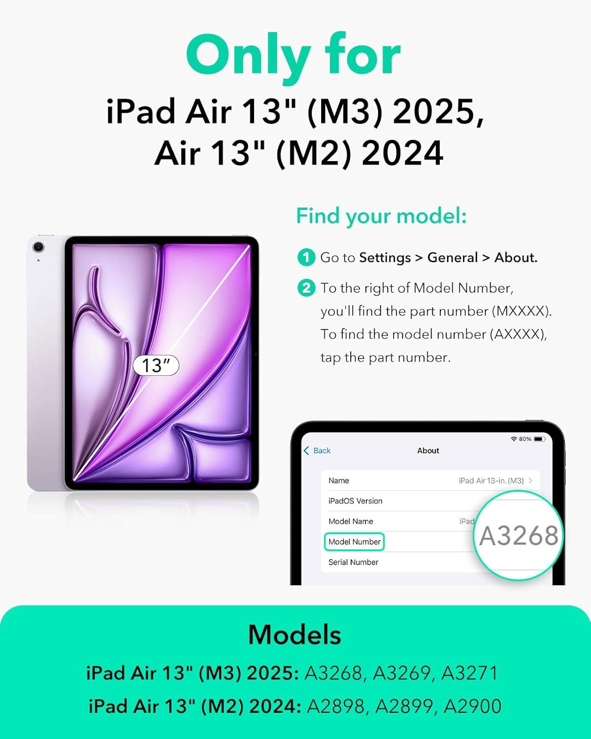 imageESR for iPad Air 13 Inch Case M3M2 20252024 Vertical Stand Cover Multi Stand Angles UltraStable Case with Pencil Holder Flip Series BlackSky Blue