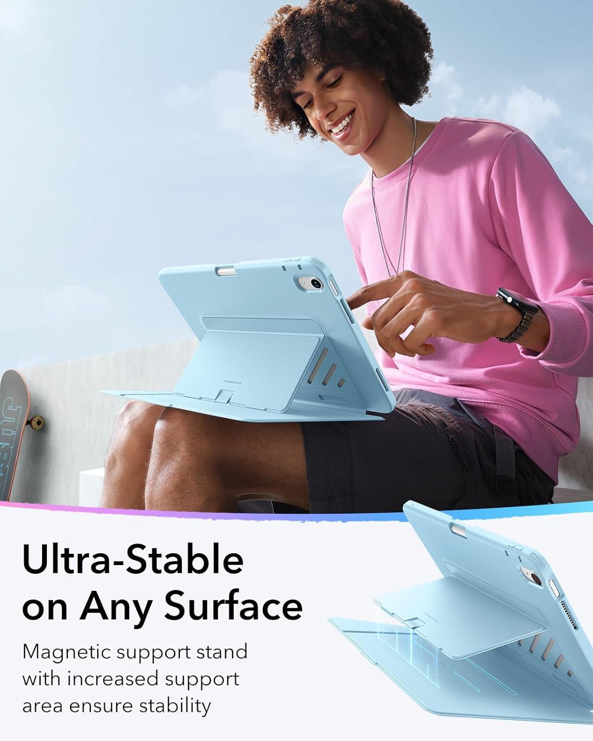 imageESR for iPad Air 13 Inch Case M3M2 20252024 Vertical Stand Cover Multi Stand Angles UltraStable Case with Pencil Holder Flip Series BlackSky Blue