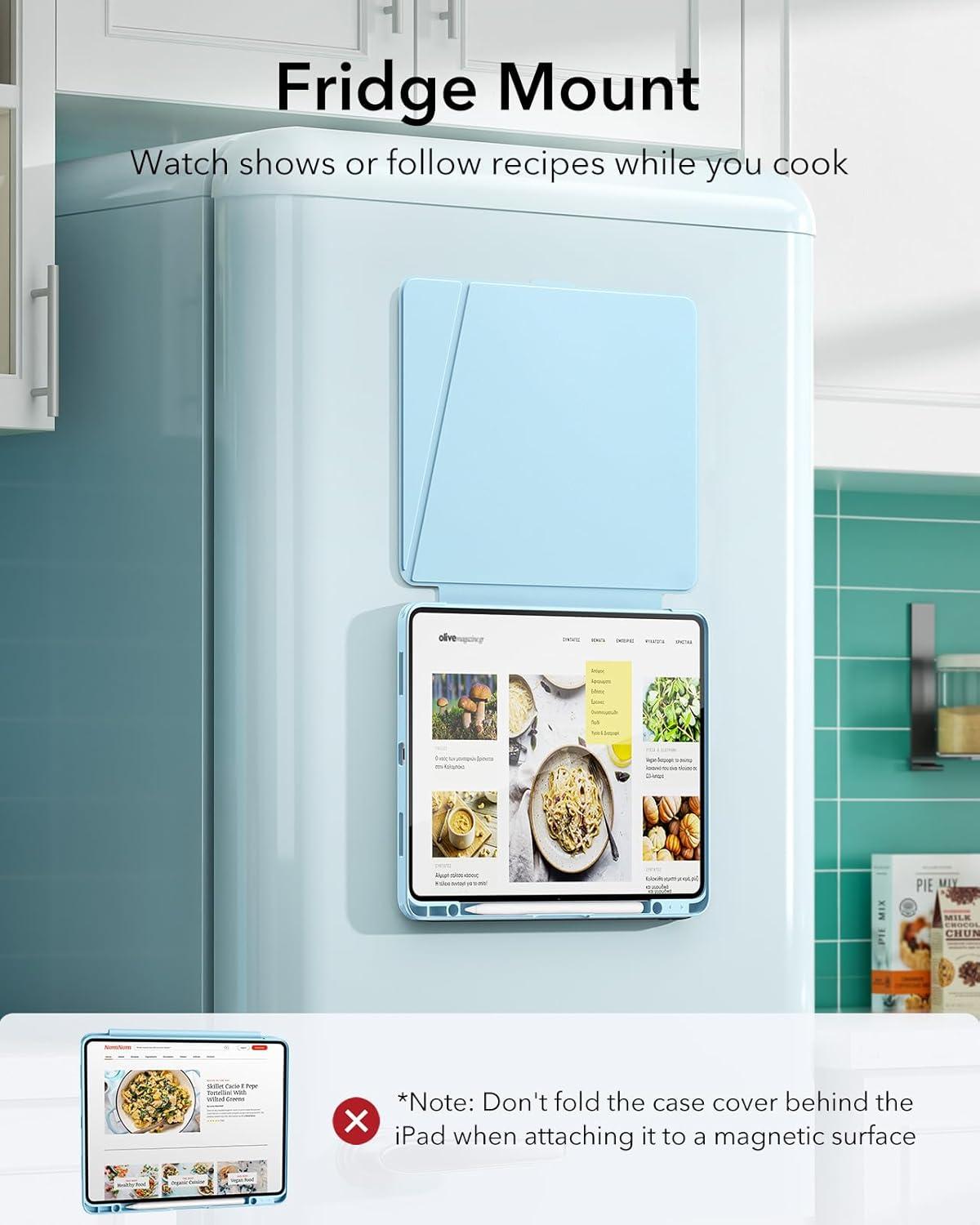 imageESR for iPad Air 13 Inch Case M3M2 20252024 Vertical Stand Cover Multi Stand Angles UltraStable Case with Pencil Holder Flip Series BlackSky Blue