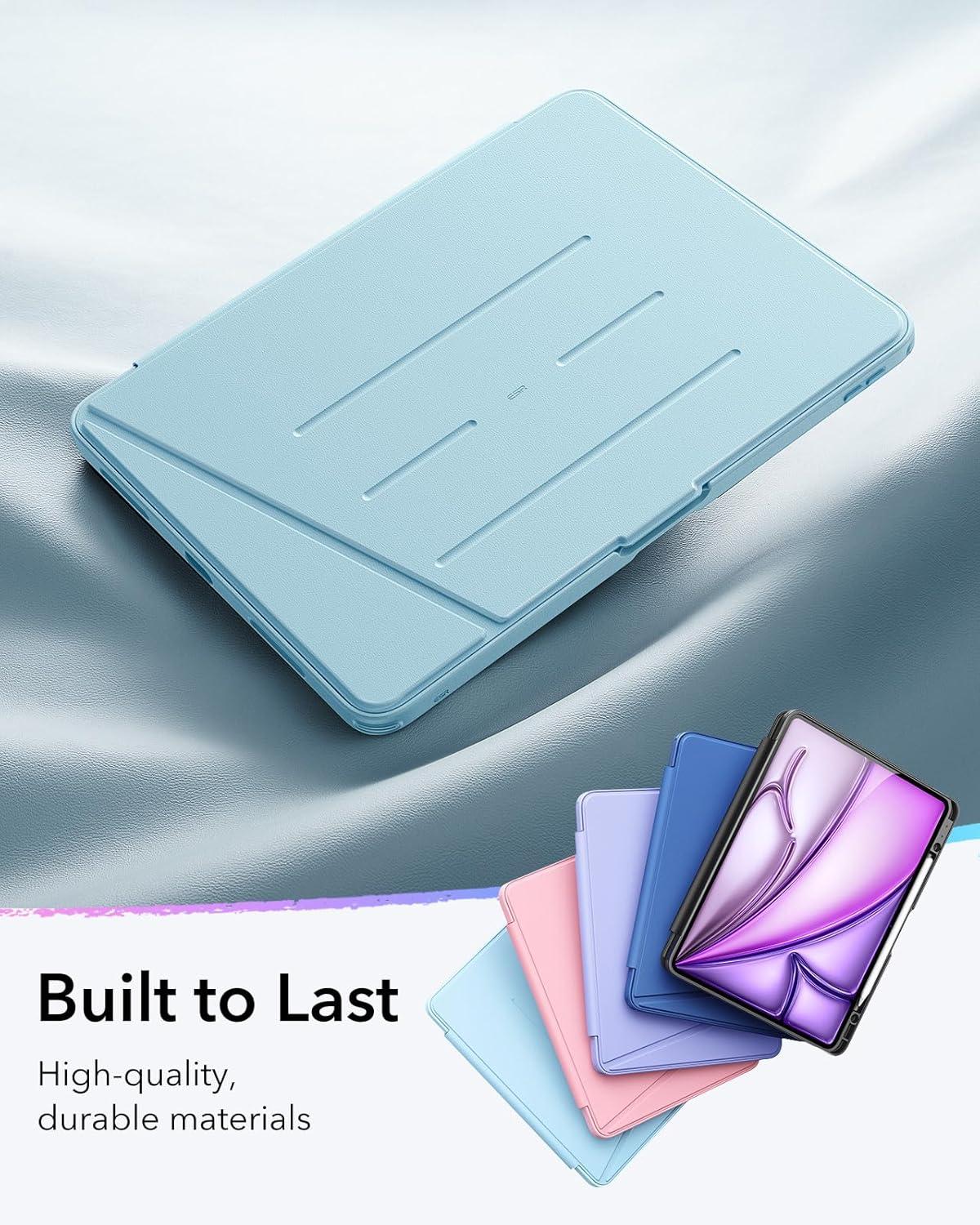 imageESR for iPad Air 13 Inch Case M3M2 20252024 Vertical Stand Cover Multi Stand Angles UltraStable Case with Pencil Holder Flip Series BlackSky Blue