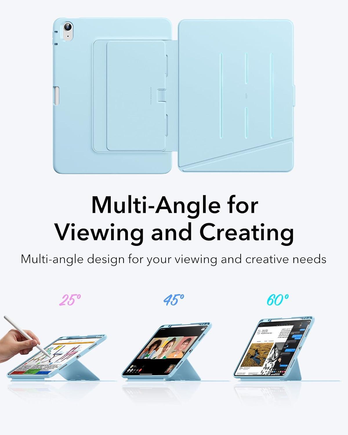 imageESR for iPad Air 13 Inch Case M3M2 20252024 Vertical Stand Cover Multi Stand Angles UltraStable Case with Pencil Holder Flip Series BlackSky Blue