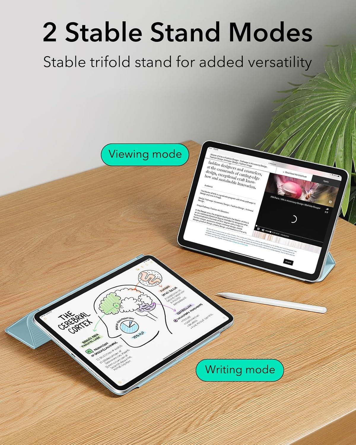 imageESR for iPad Air 13 Inch Case M3M2 20252024 iPad Pro 129 6th5th4th Gen Powerful Magnetic Attachment Slim Trifold Stand Case Supports Pencil Pro amp Pencil USBC Rebound Series BlackLight Blue