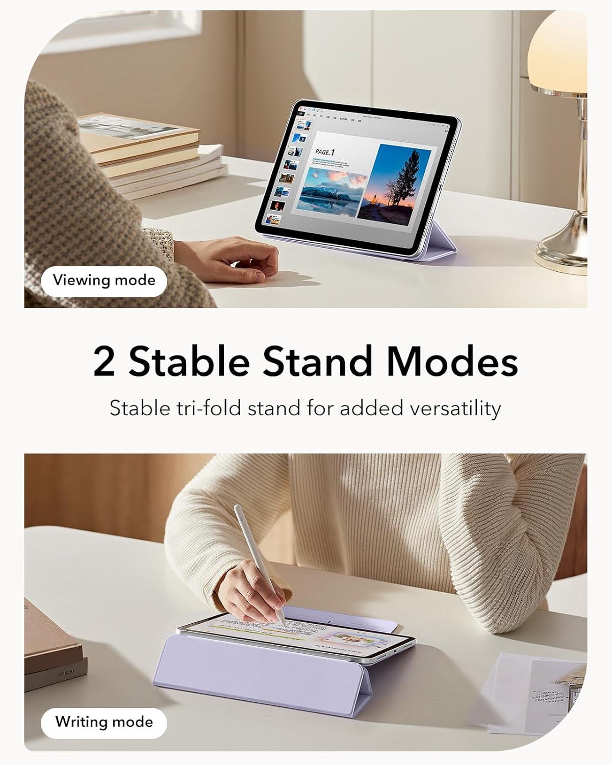 imageESR for iPad Air 13 Inch Case M3M2 20252024 iPad Pro 129 6th5th4th Gen Powerful Magnetic Attachment Slim Trifold Stand Case Supports Pencil Pro amp Pencil USBC Rebound Series BlackLight Purple