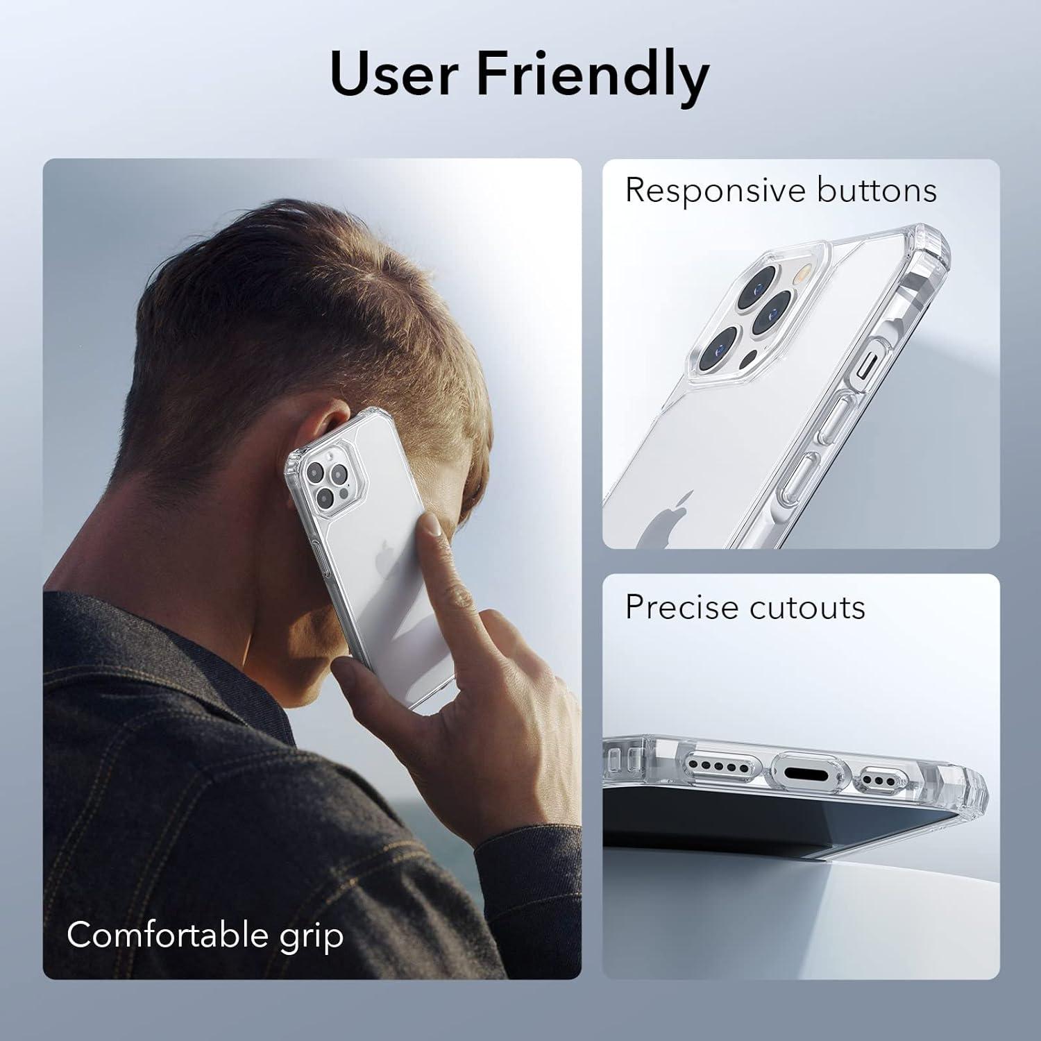 imageESR for iPhone 12iPhone 12 Pro Case MilitaryGrade Protection Shockproof AirGuard Corners YellowingResistant Back Air Armor ClearBClear