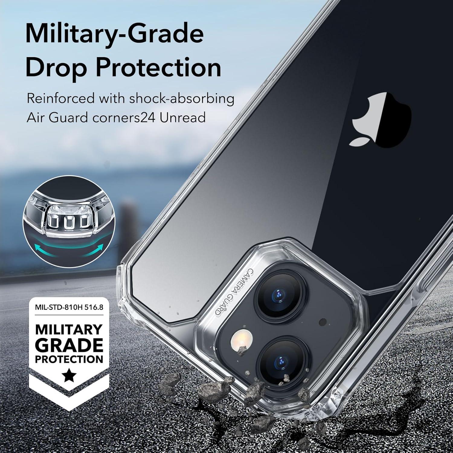 imageESR for iPhone 12iPhone 12 Pro Case MilitaryGrade Protection Shockproof AirGuard Corners YellowingResistant Back Air Armor ClearBClear