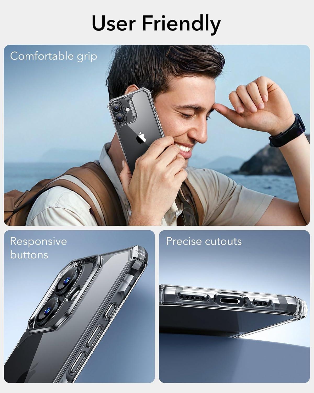 imageESR for iPhone 12iPhone 12 Pro Case MilitaryGrade Protection Shockproof AirGuard Corners YellowingResistant Back Air Armor ClearBClear