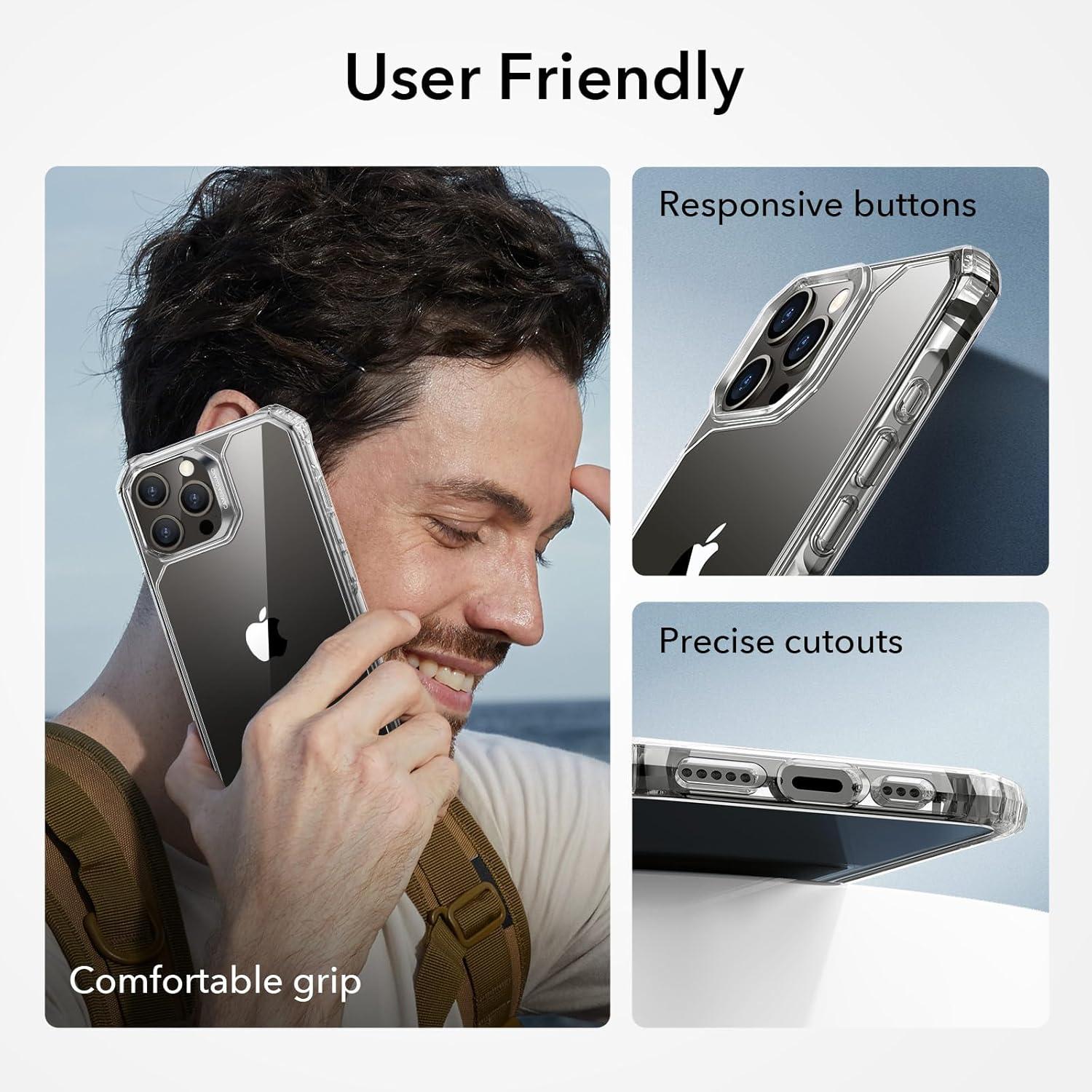 imageESR for iPhone 12iPhone 12 Pro Case MilitaryGrade Protection Shockproof AirGuard Corners YellowingResistant Back Air Armor ClearBClear