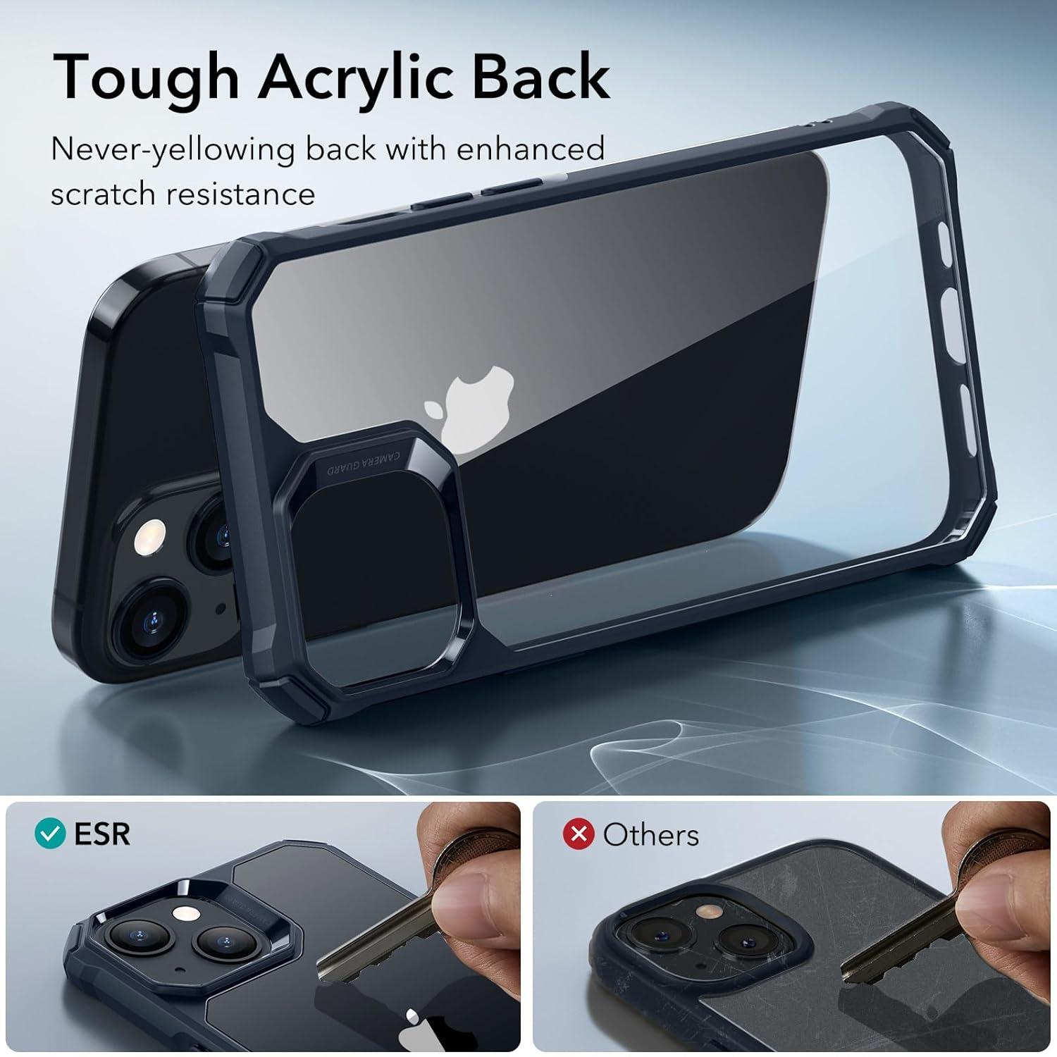 imageESR for iPhone 12iPhone 12 Pro Case MilitaryGrade Protection Shockproof AirGuard Corners YellowingResistant Back Air Armor ClearBClear Dark Blue