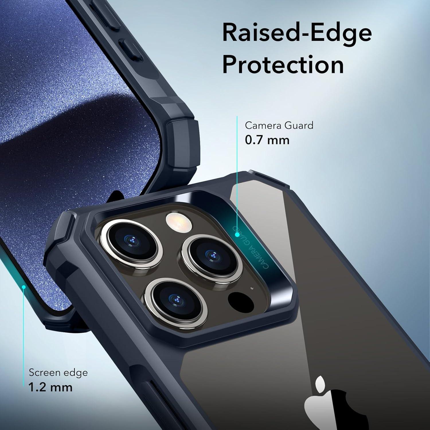 imageESR for iPhone 12iPhone 12 Pro Case MilitaryGrade Protection Shockproof AirGuard Corners YellowingResistant Back Air Armor ClearBClear Dark Blue