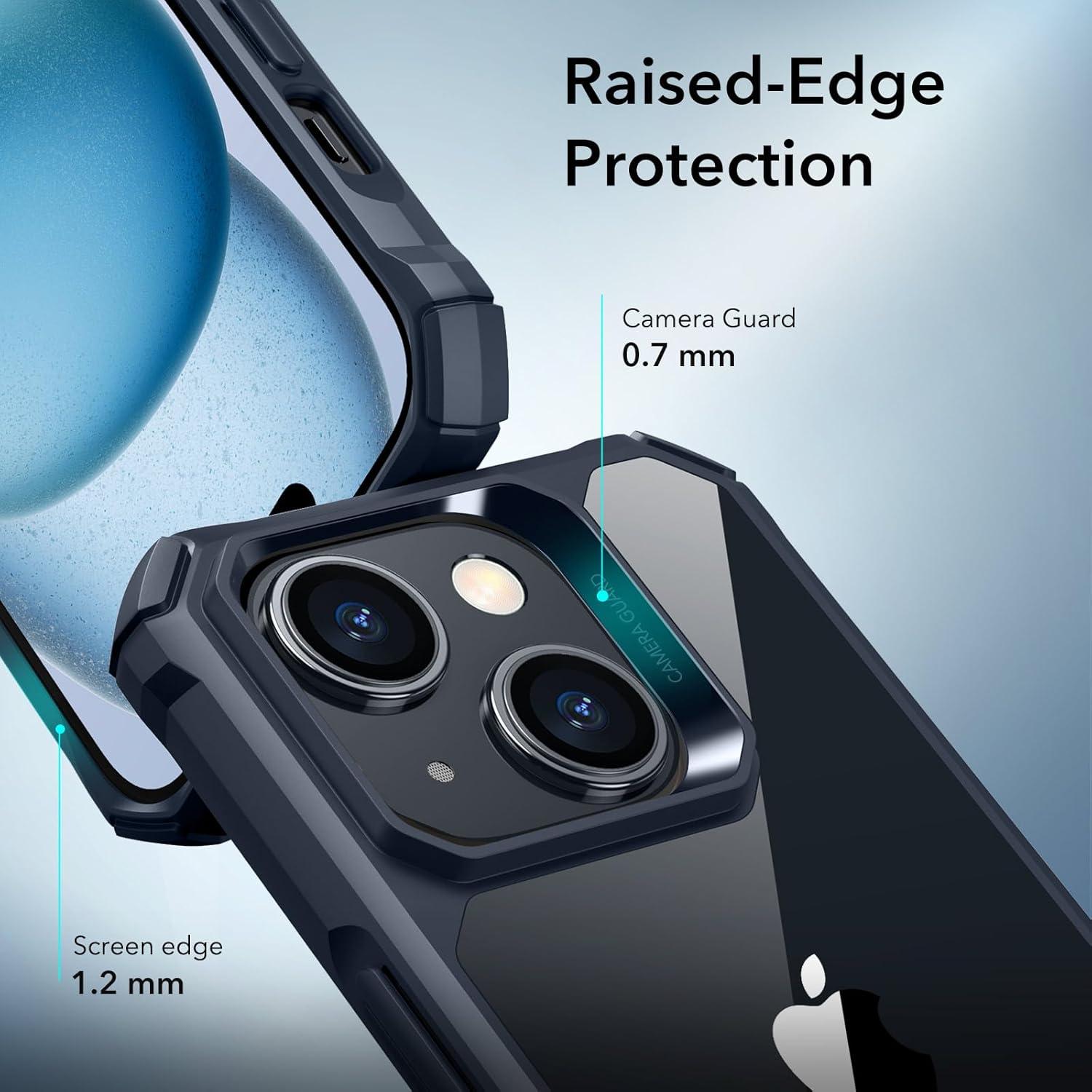 imageESR for iPhone 12iPhone 12 Pro Case MilitaryGrade Protection Shockproof AirGuard Corners YellowingResistant Back Air Armor ClearBClear Dark Blue
