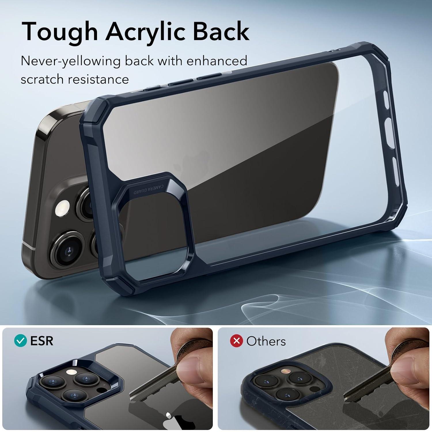 imageESR for iPhone 12iPhone 12 Pro Case MilitaryGrade Protection Shockproof AirGuard Corners YellowingResistant Back Air Armor ClearBClear Dark Blue