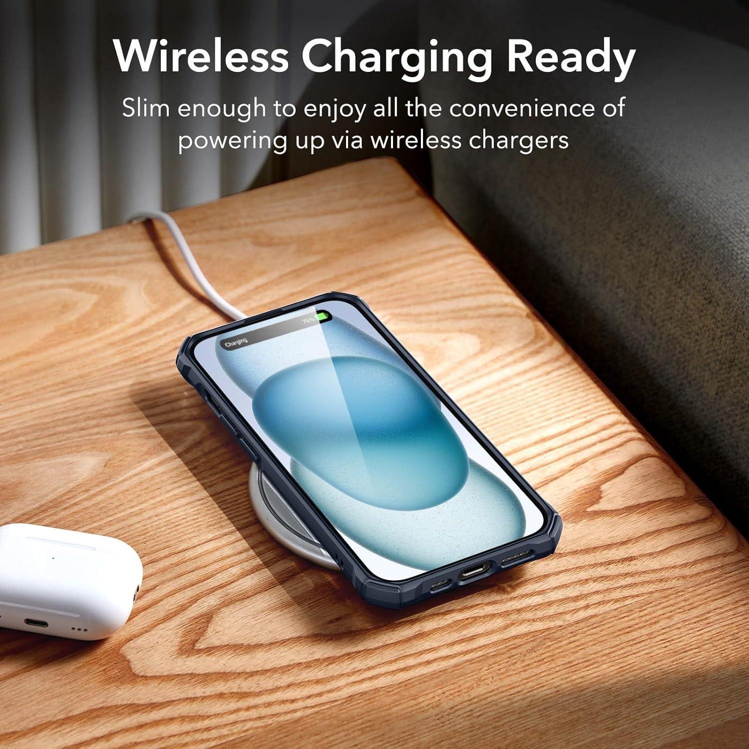 imageESR for iPhone 12iPhone 12 Pro Case MilitaryGrade Protection Shockproof AirGuard Corners YellowingResistant Back Air Armor ClearBClear Dark Blue