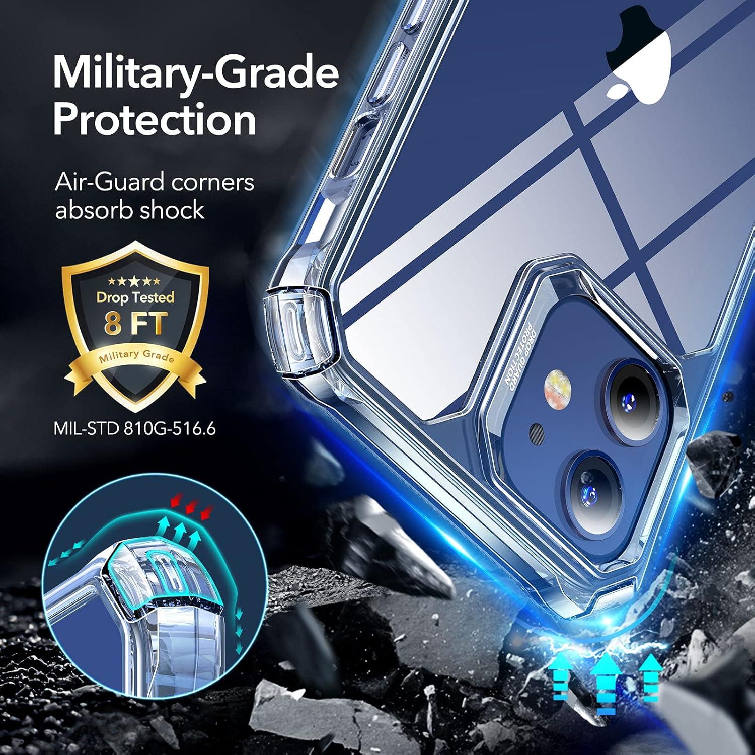 imageESR for iPhone 12iPhone 12 Pro Case MilitaryGrade Protection Shockproof AirGuard Corners YellowingResistant Back Air Armor ClearClear