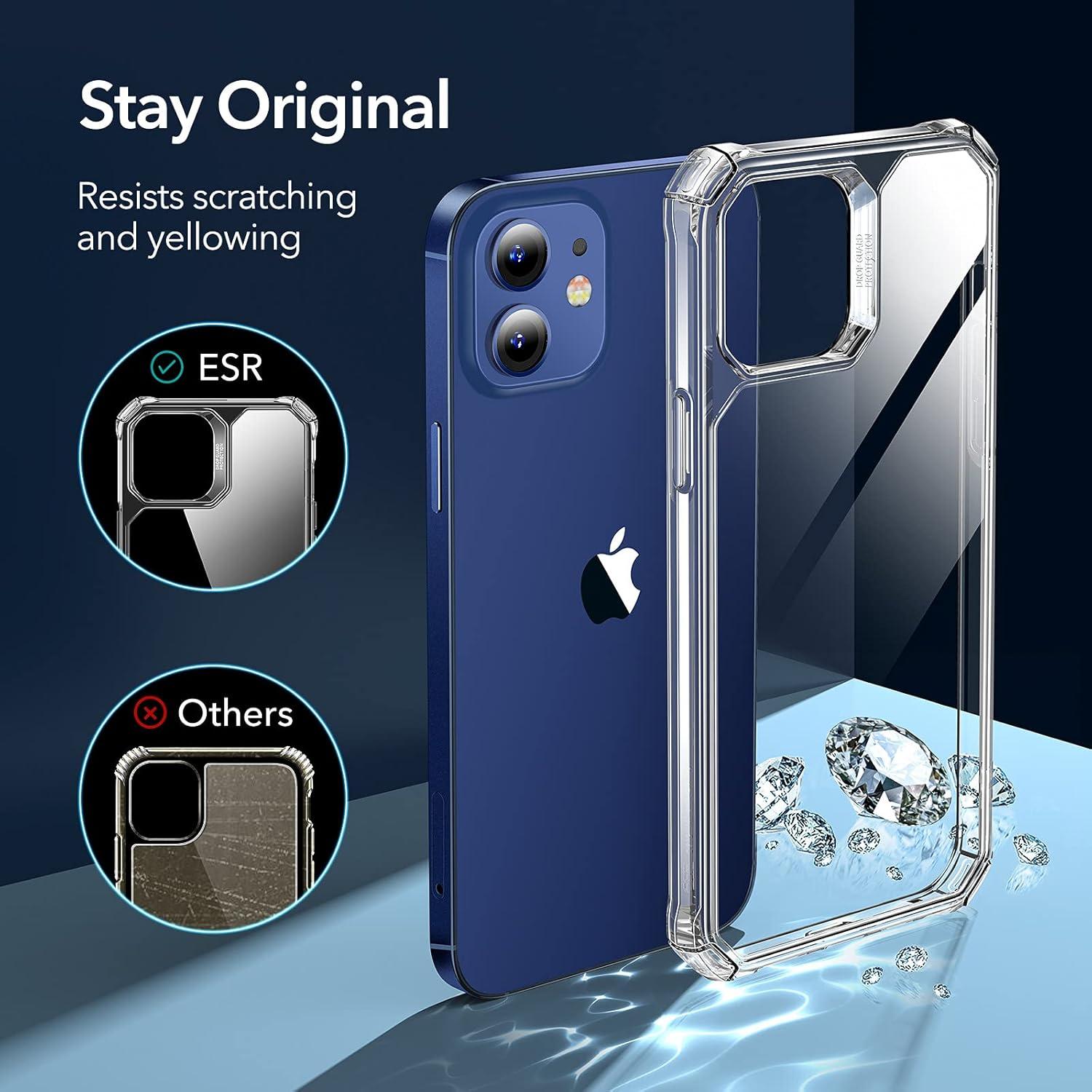 imageESR for iPhone 12iPhone 12 Pro Case MilitaryGrade Protection Shockproof AirGuard Corners YellowingResistant Back Air Armor ClearClear
