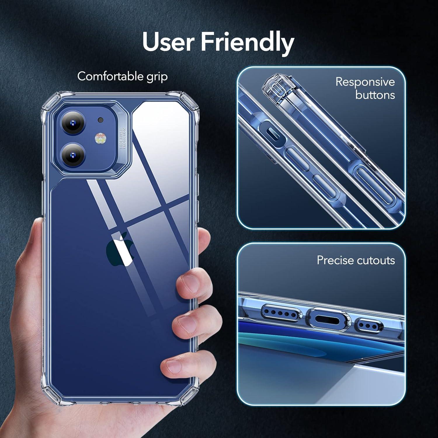 imageESR for iPhone 12iPhone 12 Pro Case MilitaryGrade Protection Shockproof AirGuard Corners YellowingResistant Back Air Armor ClearClear